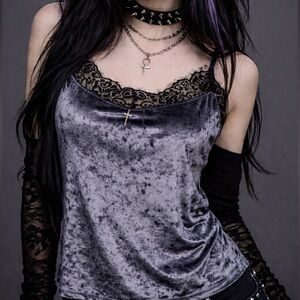 NWT Cosmic Aura Cross Moonlight Blue Cami Velvet Top- Deadstock Hot Topic